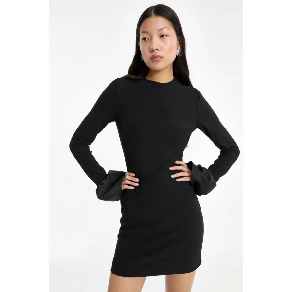 Rotate Birger Christensen Frill Sleeved Mini Dress Black, view 4