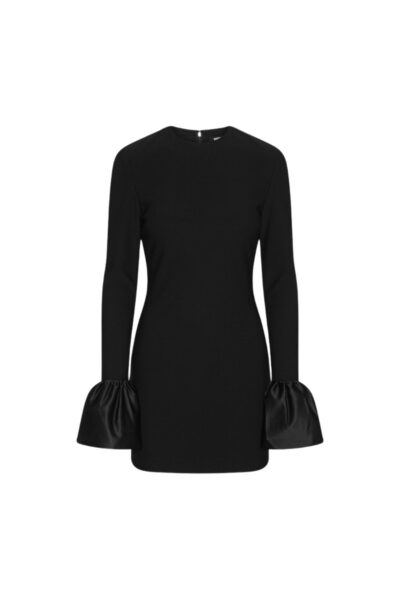Frill Sleeved Mini Dress Black