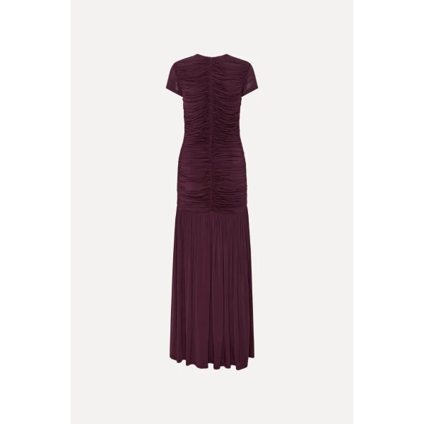 Rotate Birger Christensen Gathered Maxi Dress Bordeaux, view 5