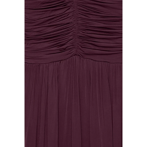 Rotate Birger Christensen Gathered Maxi Dress Bordeaux, view 6