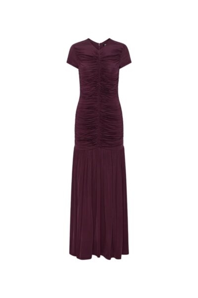 Gathered Maxi Dress Bordeaux