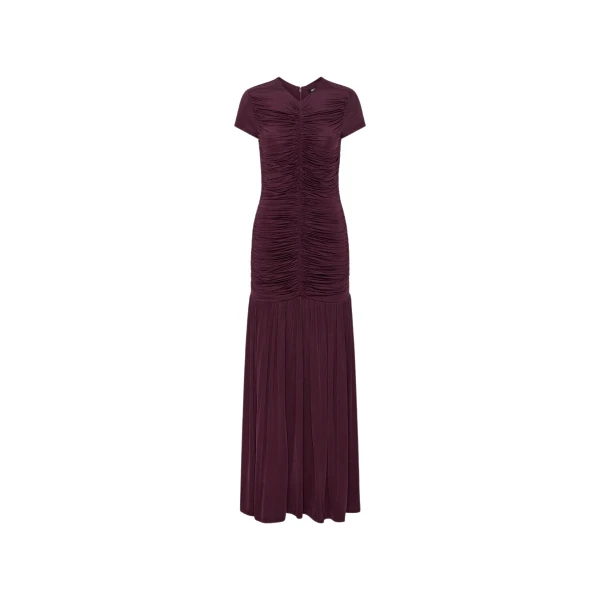 Rotate Birger Christensen Gathered Maxi Dress Bordeaux