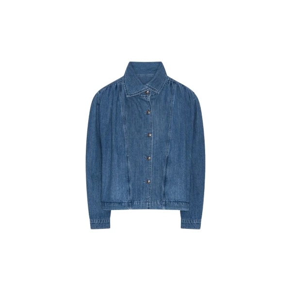 Rotate Birger Christensen Gatherred Denim Jacket Blue