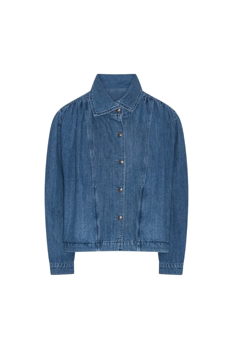 ROTATE-Birger-Christensen-Gatherred-Denim-Jacket-Blue-coveti73126_nobg Rotate Birger Christensen Gatherred Denim Jacket Blue