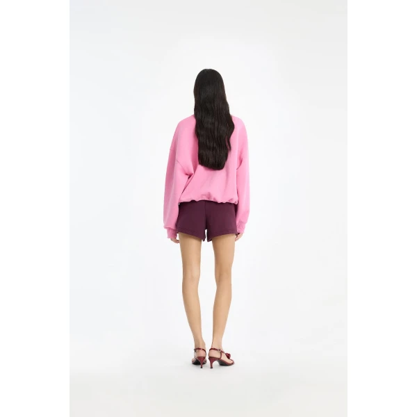 Rotate Birger Christensen Heavy Sweat Crewneck Bright Pink Top, view 3