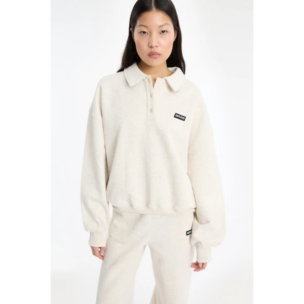 Rotate Birger Christensen Heavy Sweat Polo White Top, view 4