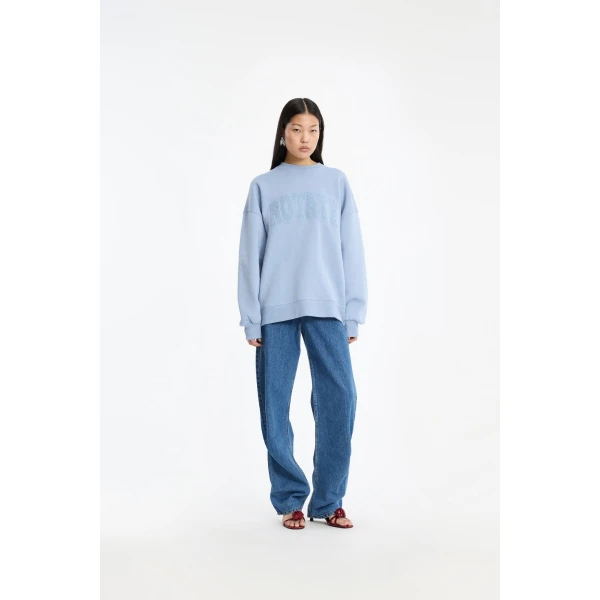 Rotate Birger Christensen Heavy Sweatshirt Crewneck Blue Top, view 2