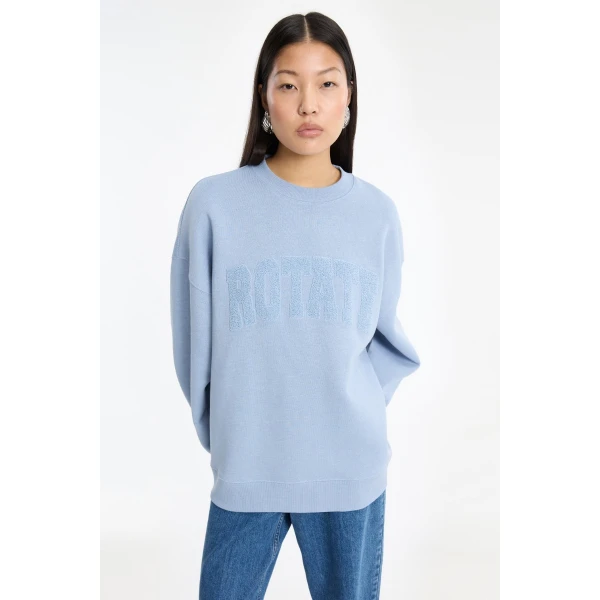 Rotate Birger Christensen Heavy Sweatshirt Crewneck Blue Top, view 4
