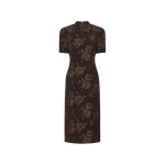 Rotate Birger Christensen Jacquard Midi Dress Dark Brown