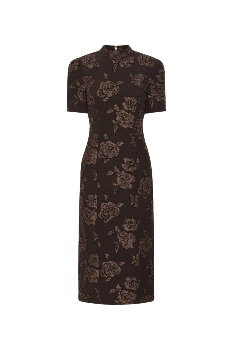 ROTATE-Birger-Christensen-Jacquard-Midi-Dress-Dark-Brown-coveti98366_nobg Rotate Birger Christensen Jacquard Midi Dress Dark Brown