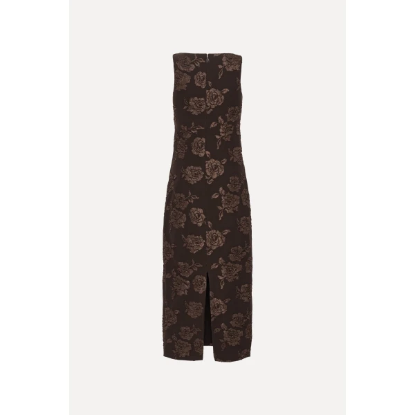 Rotate Birger Christensen Jacquard Sleeveless Dress Dark Brown, view 5