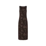 Rotate Birger Christensen Jacquard Sleeveless Dress Dark Brown