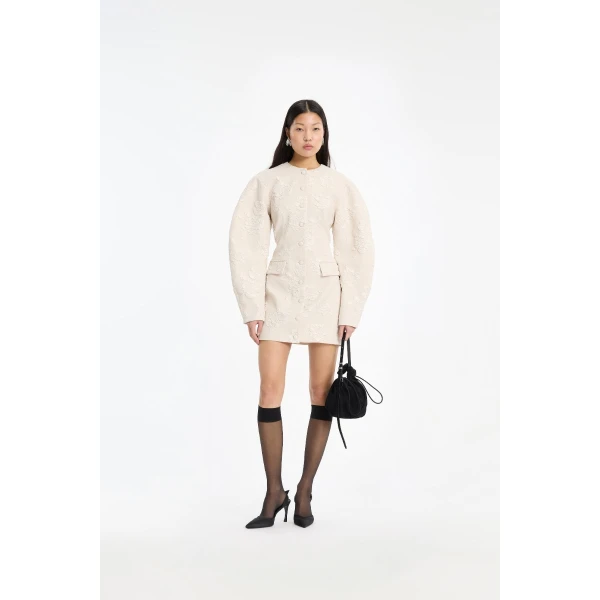 Rotate Birger Christensen Jacquard Tailored Dress Creme, view 2