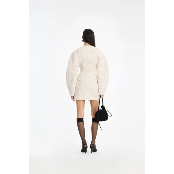 Rotate Birger Christensen Jacquard Tailored Dress Creme, view 4