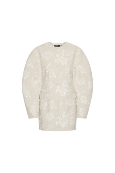 Jacquard Tailored Dress Creme
