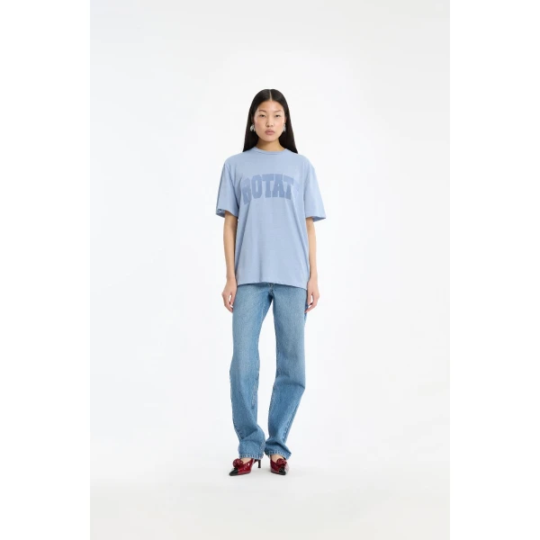 Rotate Birger Christensen Jersey Oversized T-shirt Blue Top, view 2