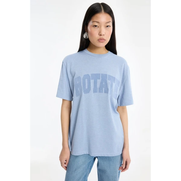 Rotate Birger Christensen Jersey Oversized T-shirt Blue Top, view 4