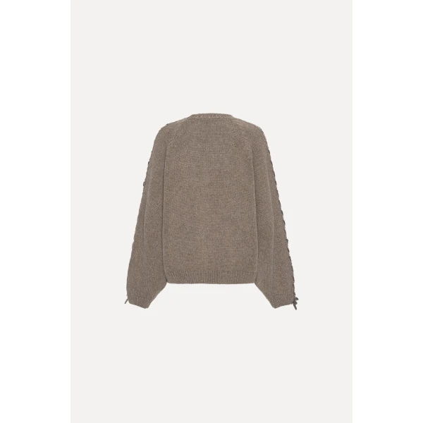 Rotate Birger Christensen Knit Lacing Jumper Taupe, view 6