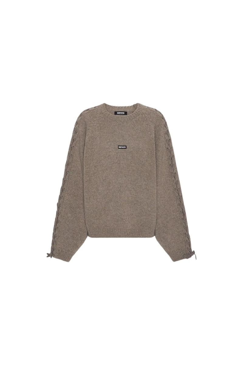 Rotate Birger Christensen Knit Lacing Jumper Taupe
