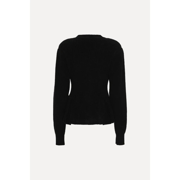 Rotate Birger Christensen Knit Peplum Cardigan Black, view 5