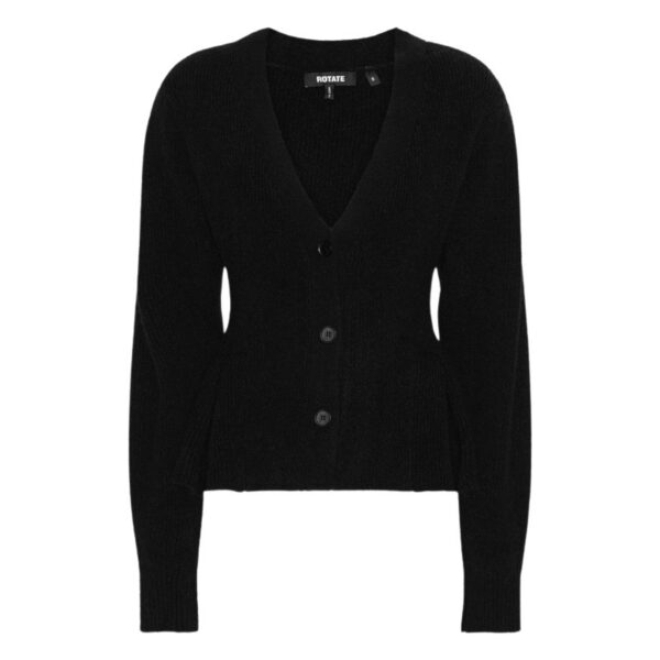Rotate Birger Christensen Knit Peplum Cardigan Black