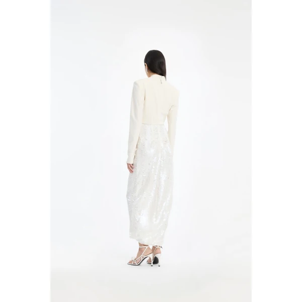 Rotate Birger Christensen Knotted Midi Dress White, view 4