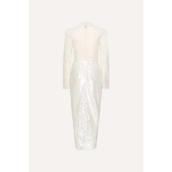 Rotate Birger Christensen Knotted Midi Dress White, view 5