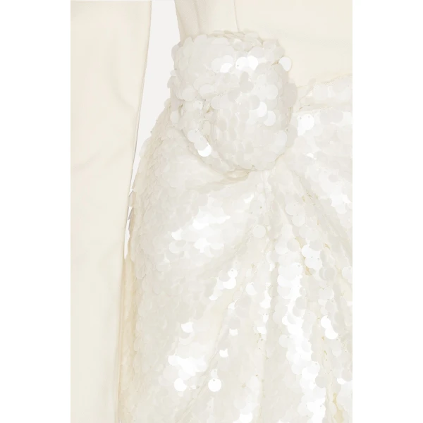 Rotate Birger Christensen Knotted Midi Dress White, view 6