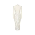 Rotate Birger Christensen Knotted Midi Dress White