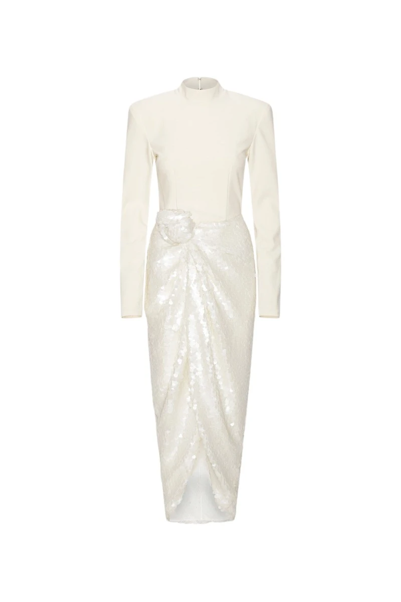 Rotate Birger Christensen Knotted Midi Dress White