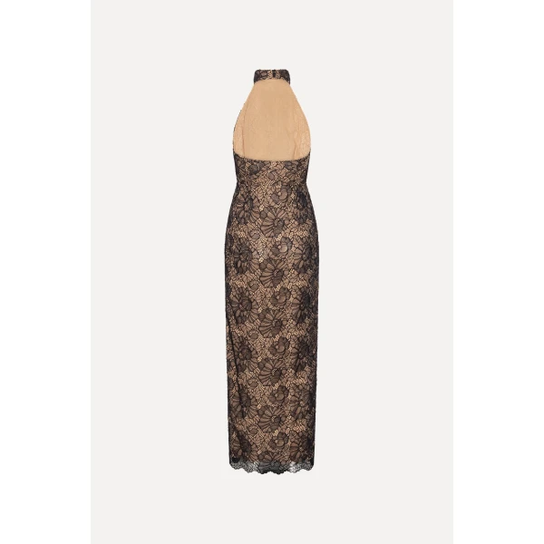 Rotate Birger Christensen Lace Halterneck Dress Black, view 5