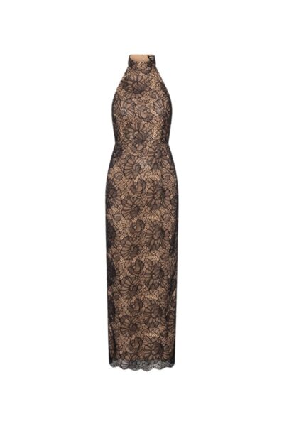 Lace Halterneck Dress Black