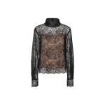 Rotate Birger Christensen Lace Long Sleeve Blouse Black