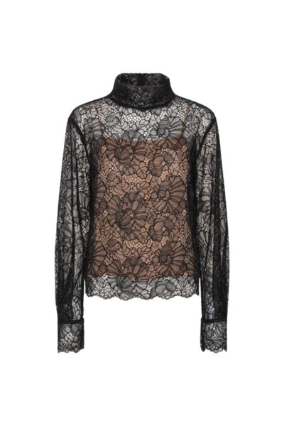 Lace Long Sleeve Blouse Black