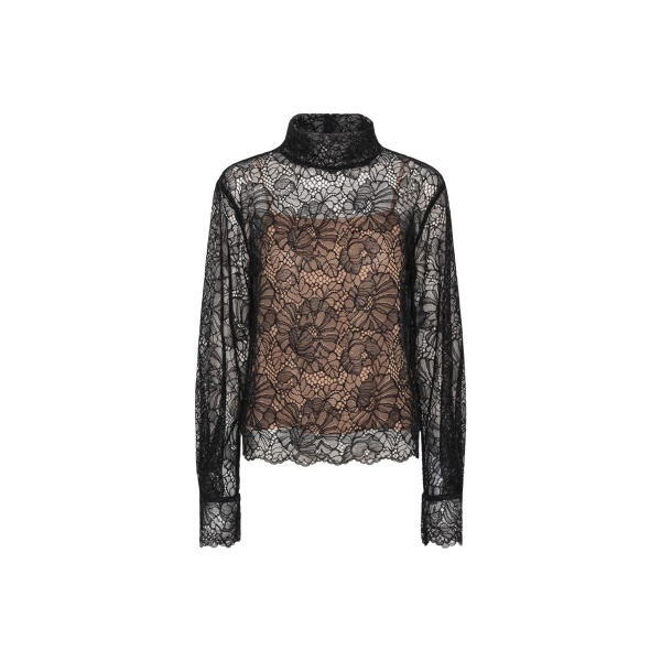 Lace Long Sleeve Blouse Black