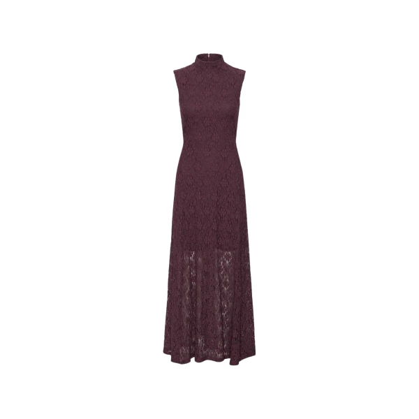 Lace Maxi Flared Dress Bordeaux