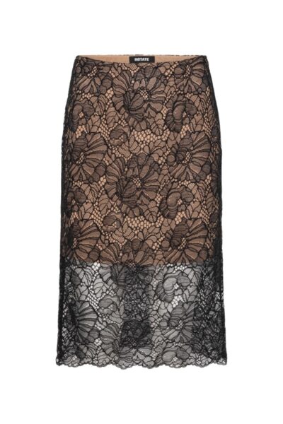 Lace Midi Pencil Skirt Black
