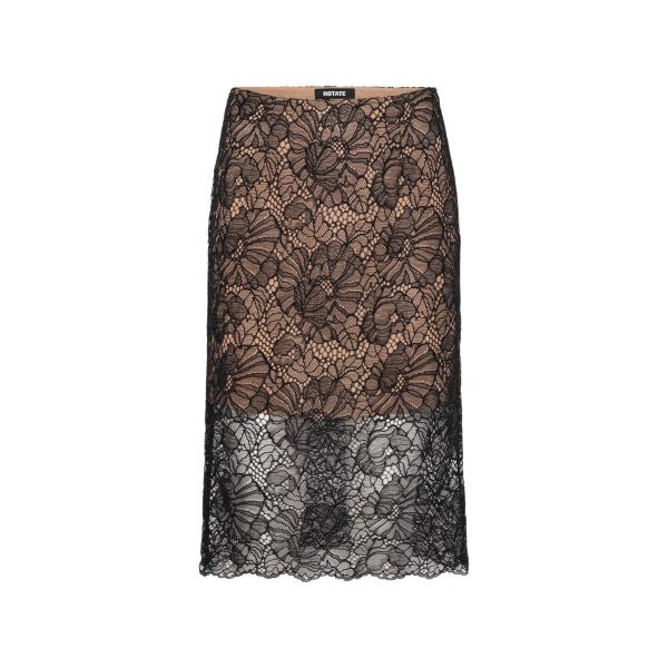 Lace Midi Pencil Skirt Black