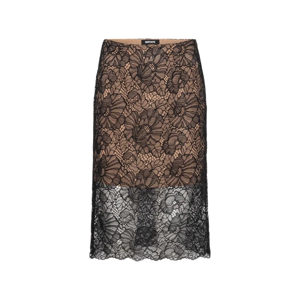 Lace Midi Pencil Skirt Black