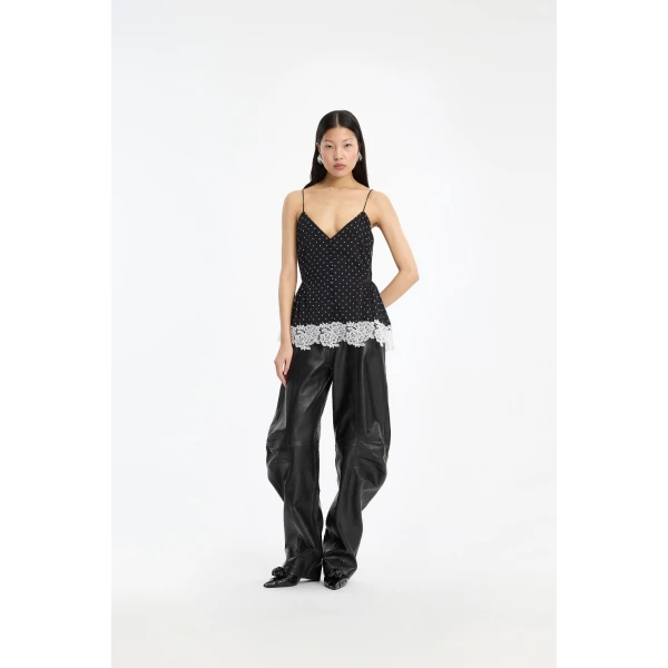Rotate Birger Christensen Laceband Camisole Black, view 2