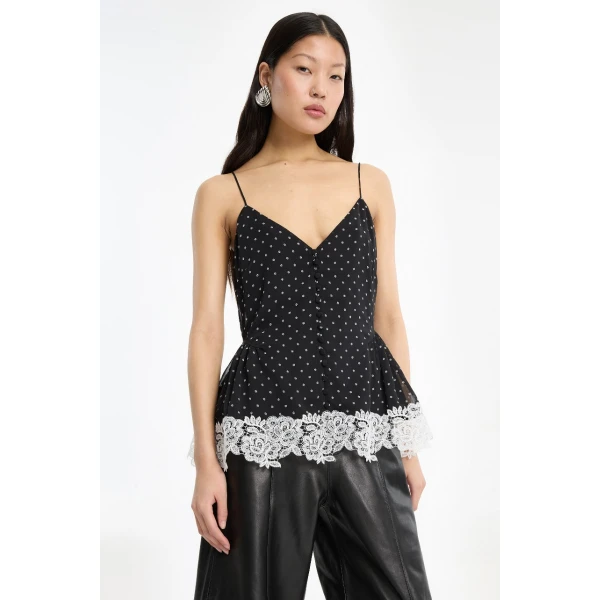 Rotate Birger Christensen Laceband Camisole Black, view 3