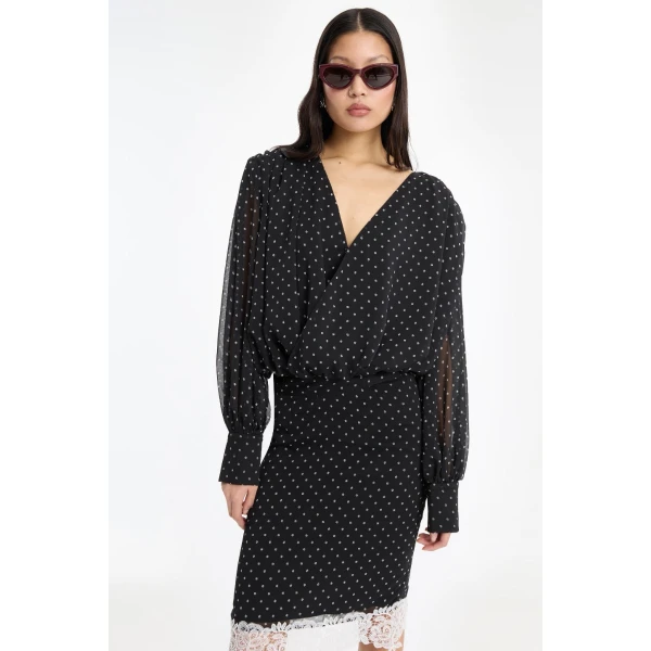 Rotate Birger Christensen Laceband Pencilskirt Black Skirt, view 3
