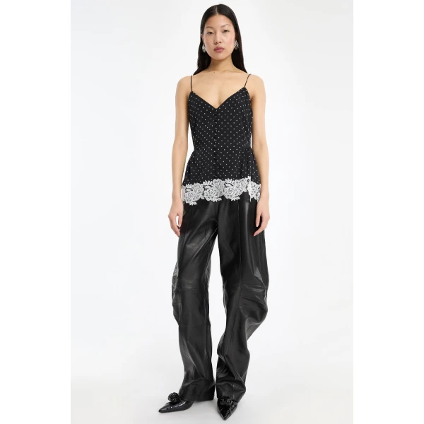 Rotate Birger Christensen Leather Cargo Pants Black, view 3