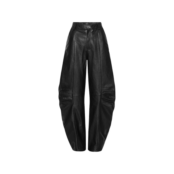 Leather Cargo Pants Black