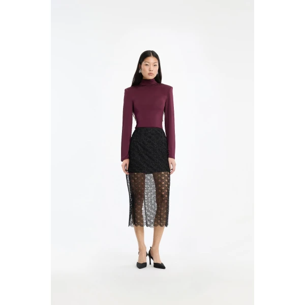 Rotate Birger Christensen Long-sleeved Scarf Top Bordeaux, view 2