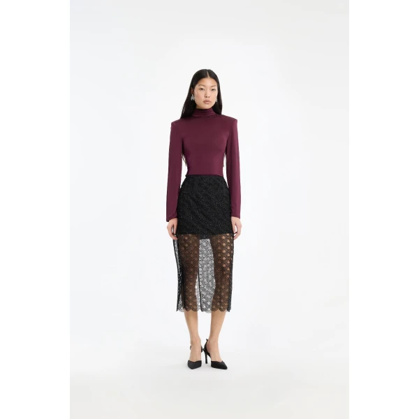 Rotate Birger Christensen Long-sleeved Scarf Top Bordeaux, view 3