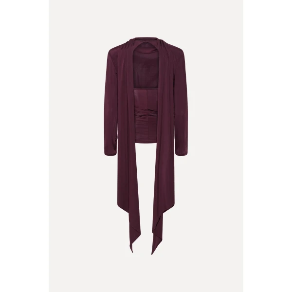 Rotate Birger Christensen Long-sleeved Scarf Top Bordeaux, view 5