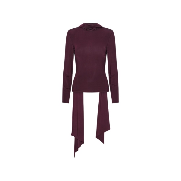 Long-sleeved Scarf Top Bordeaux