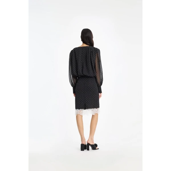 Rotate Birger Christensen Ls Ruched Blouse Black, view 4