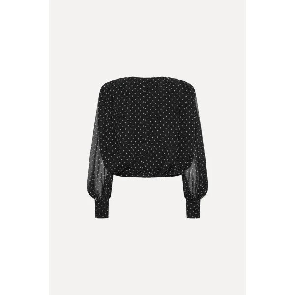Rotate Birger Christensen Ls Ruched Blouse Black, view 5